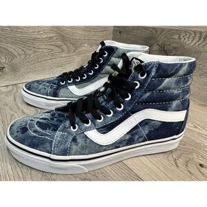 Vans Sk8-Hi Womens 8 Mens 6.5 Blue Acid Wash Denim High Top Distress Shoes